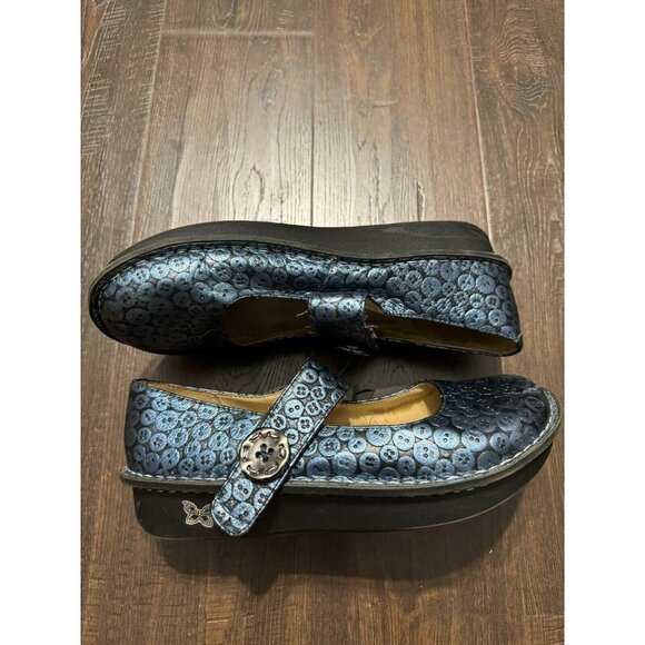 Alegria Womens Blue Button Strap Mary Jane Shoes Pal 213 Leather Comfort EU‎ 42 main image 7